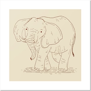 Elephant Outline Art Posters and Art